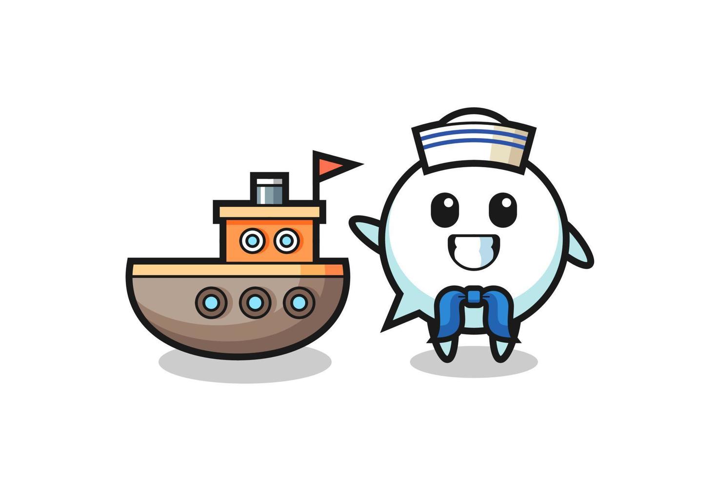 Character mascot of speech bubble as a sailor man vector