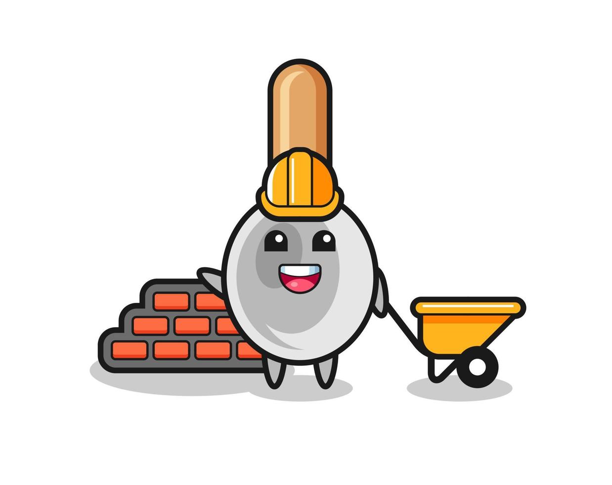 Cartoon character of cooking spoon as a builder vector