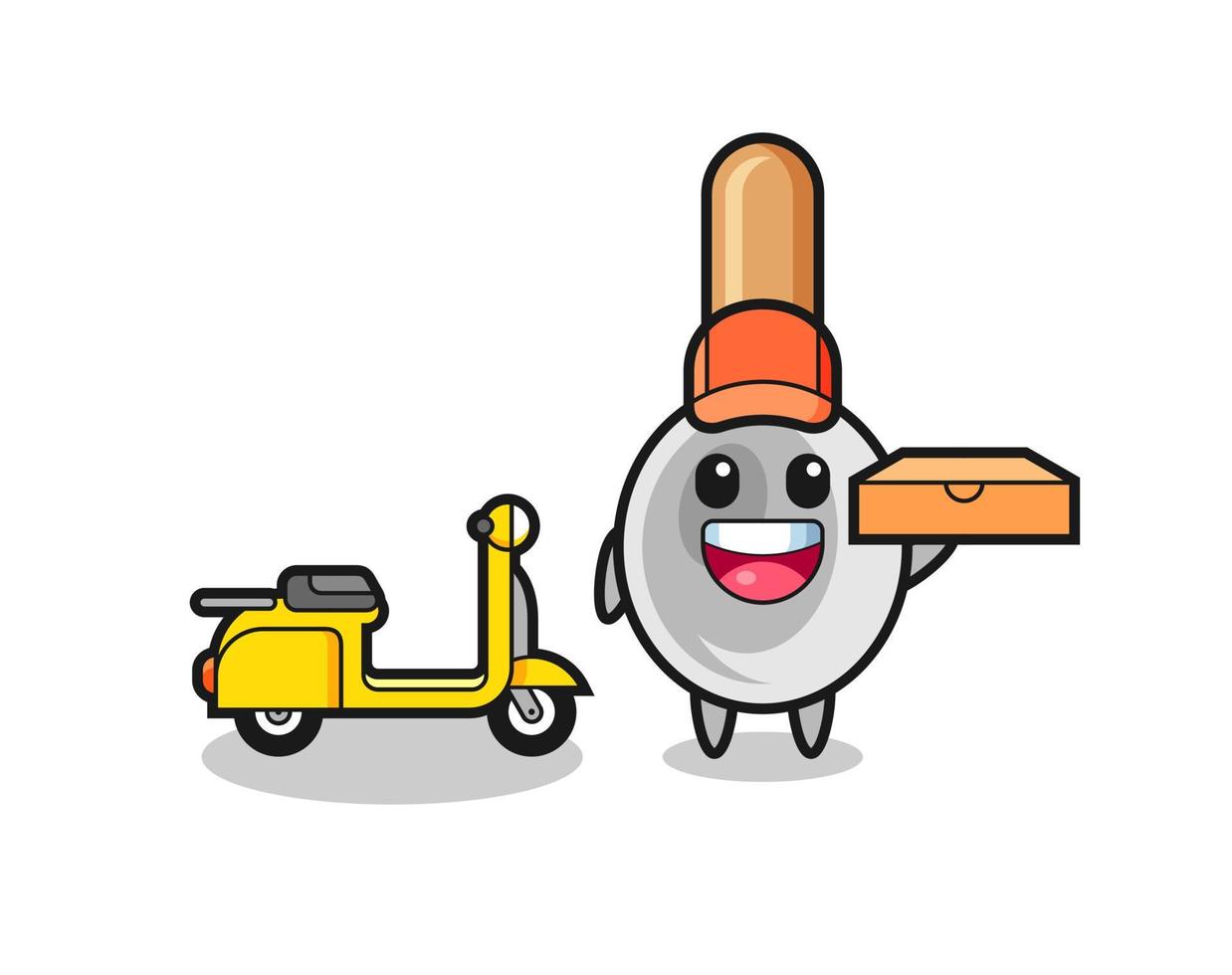 Character Illustration of cooking spoon as a pizza deliveryman vector