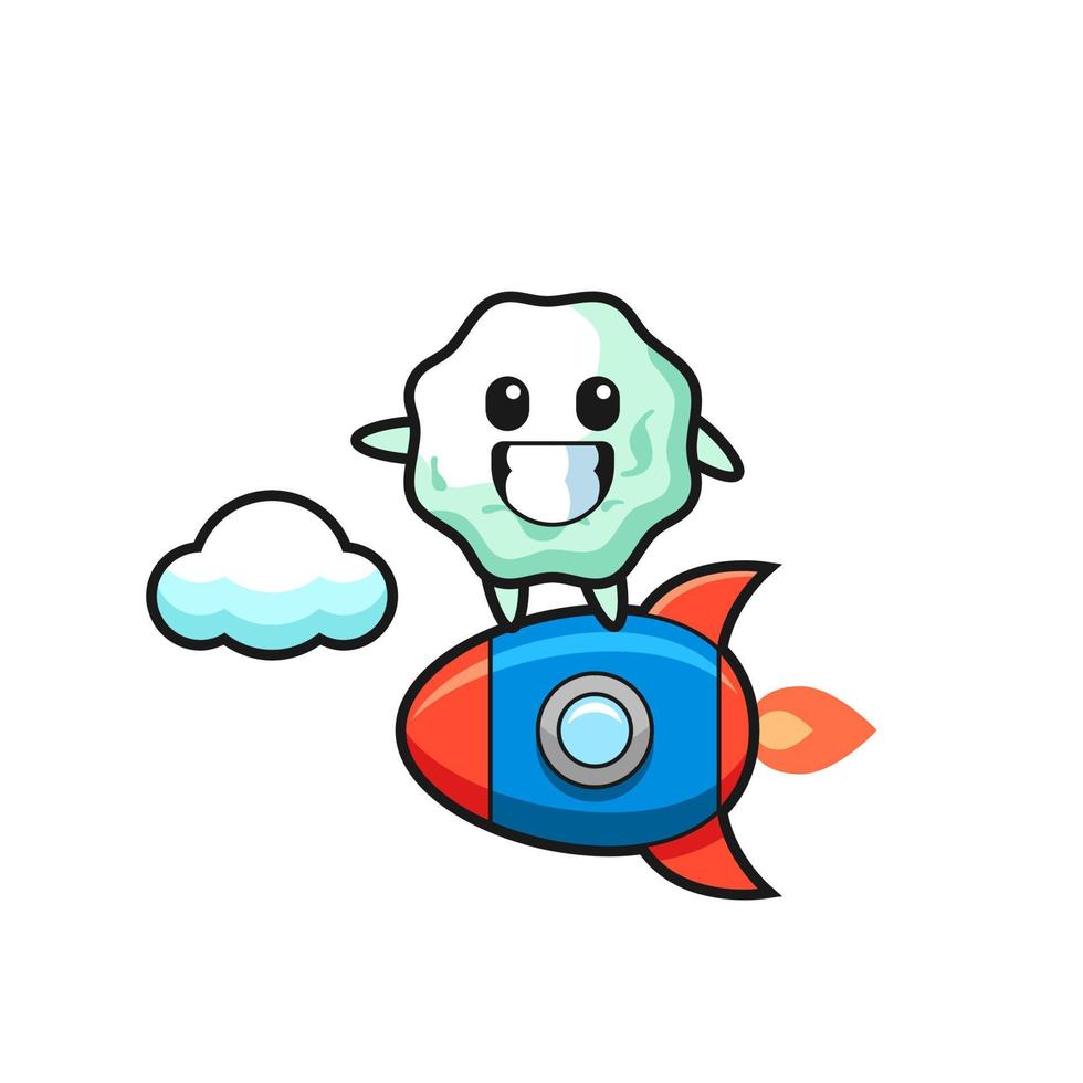 chewing gum mascot character riding a rocket vector