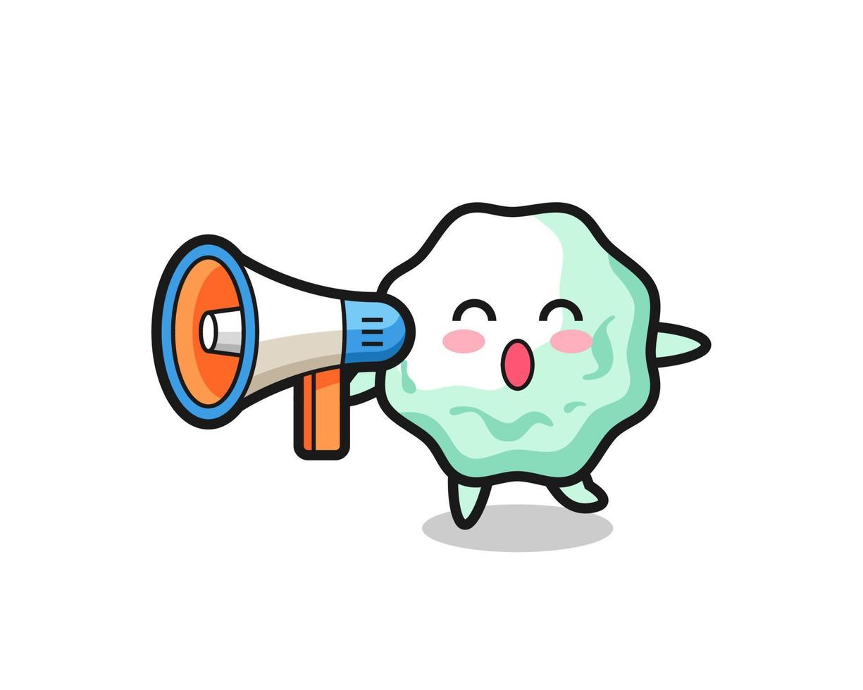 chewing gum character illustration holding a megaphone vector