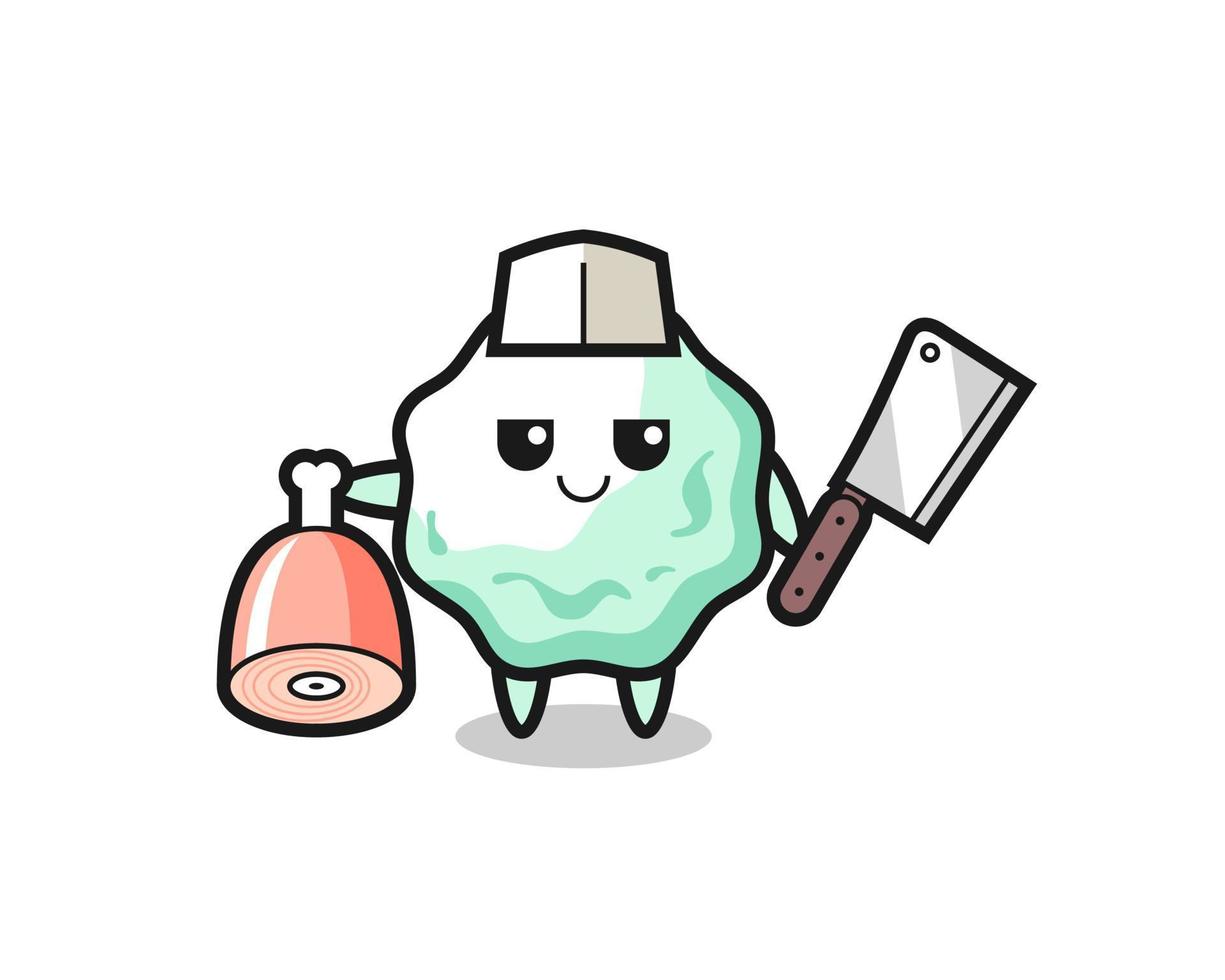 Illustration of chewing gum character as a butcher vector