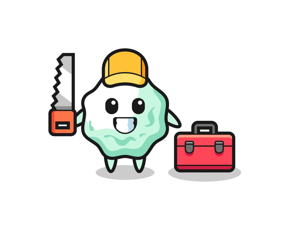 Illustration of chewing gum character as a woodworker vector