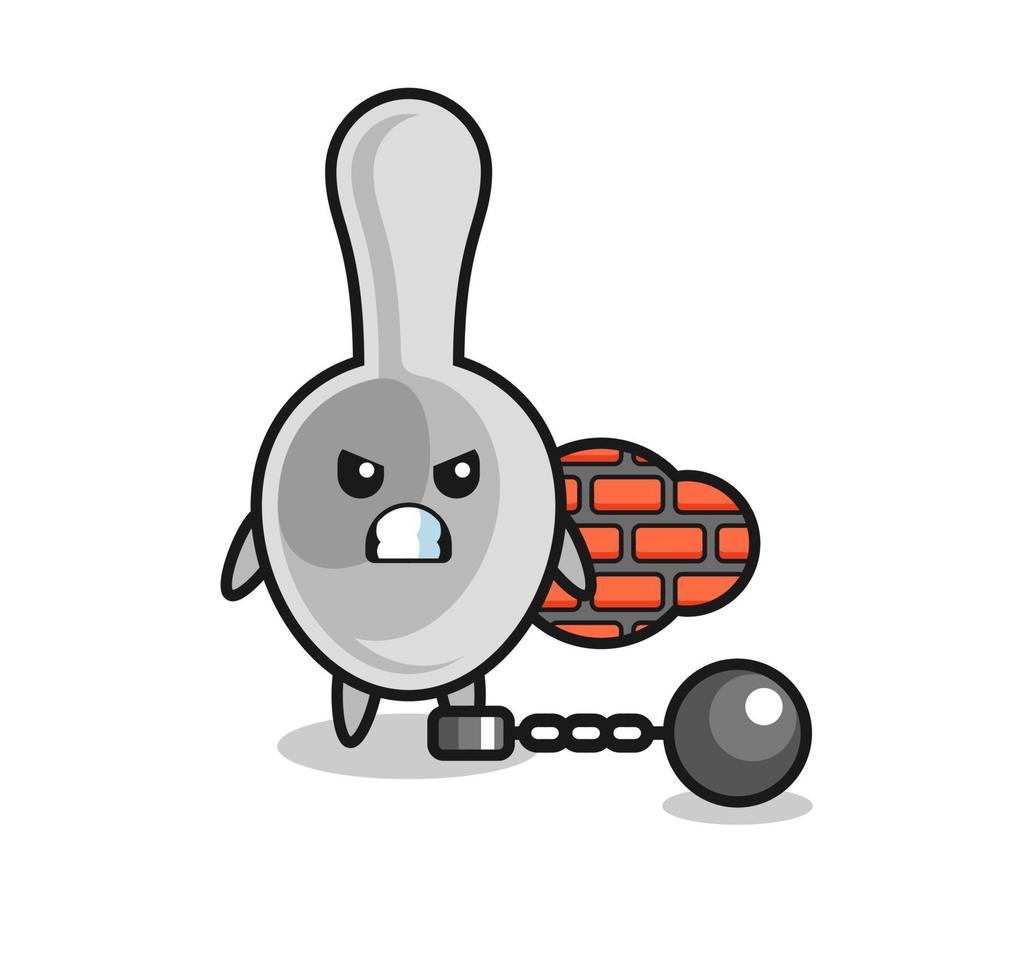 Character mascot of spoon as a prisoner vector