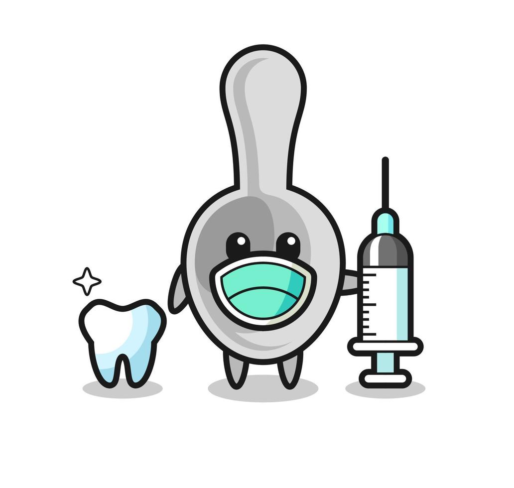 personaje mascota de cuchara como dentista vector