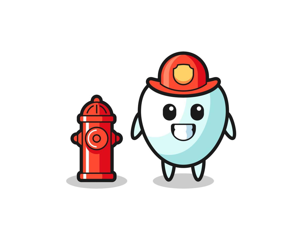 Mascot character of tooth as a firefighter vector