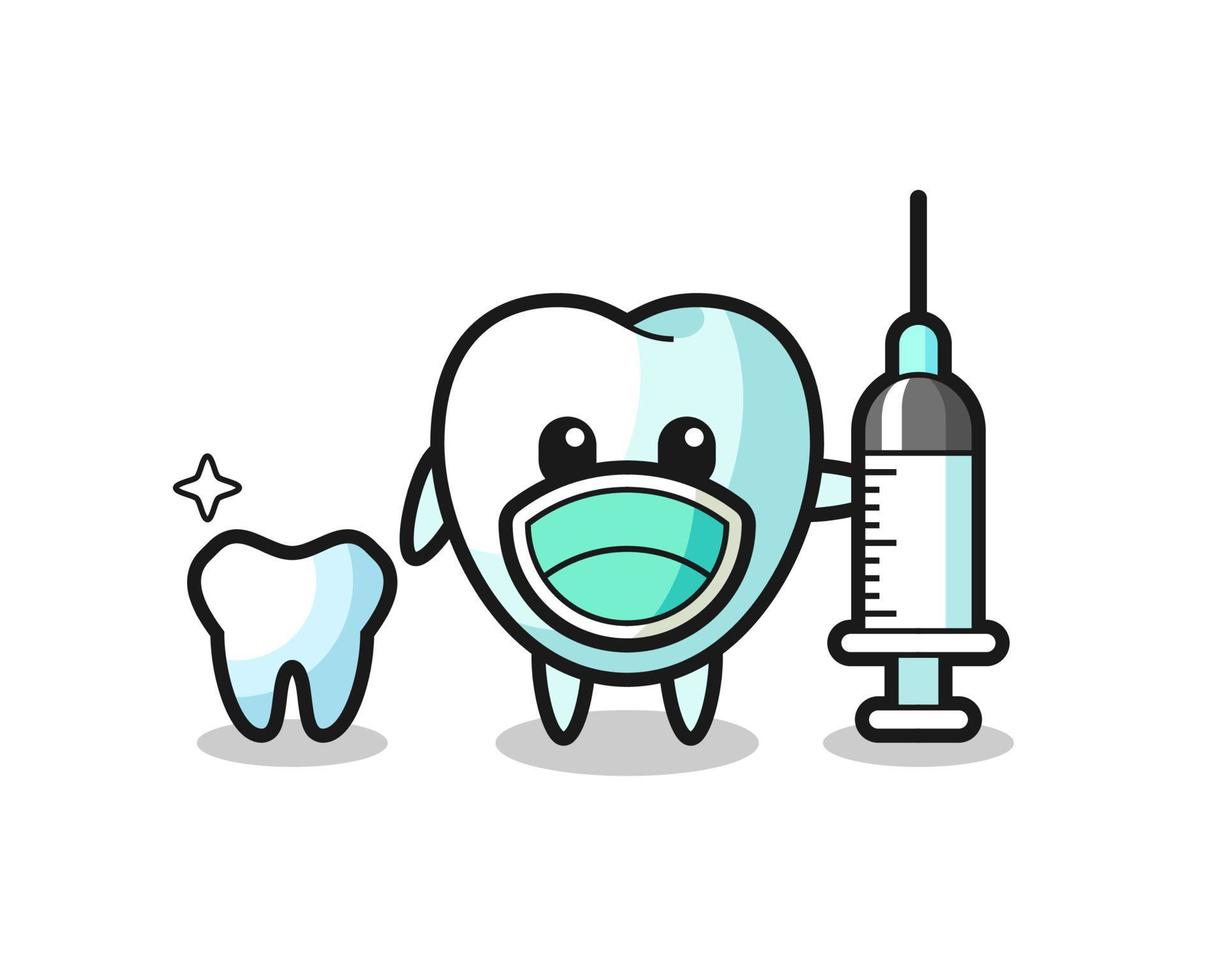 Mascot character of tooth as a dentist vector