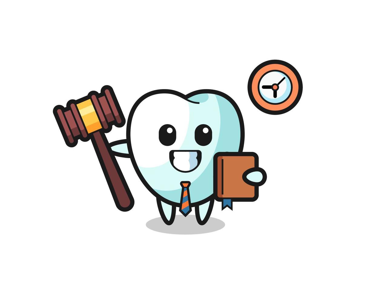 caricatura de mascota de diente como juez vector