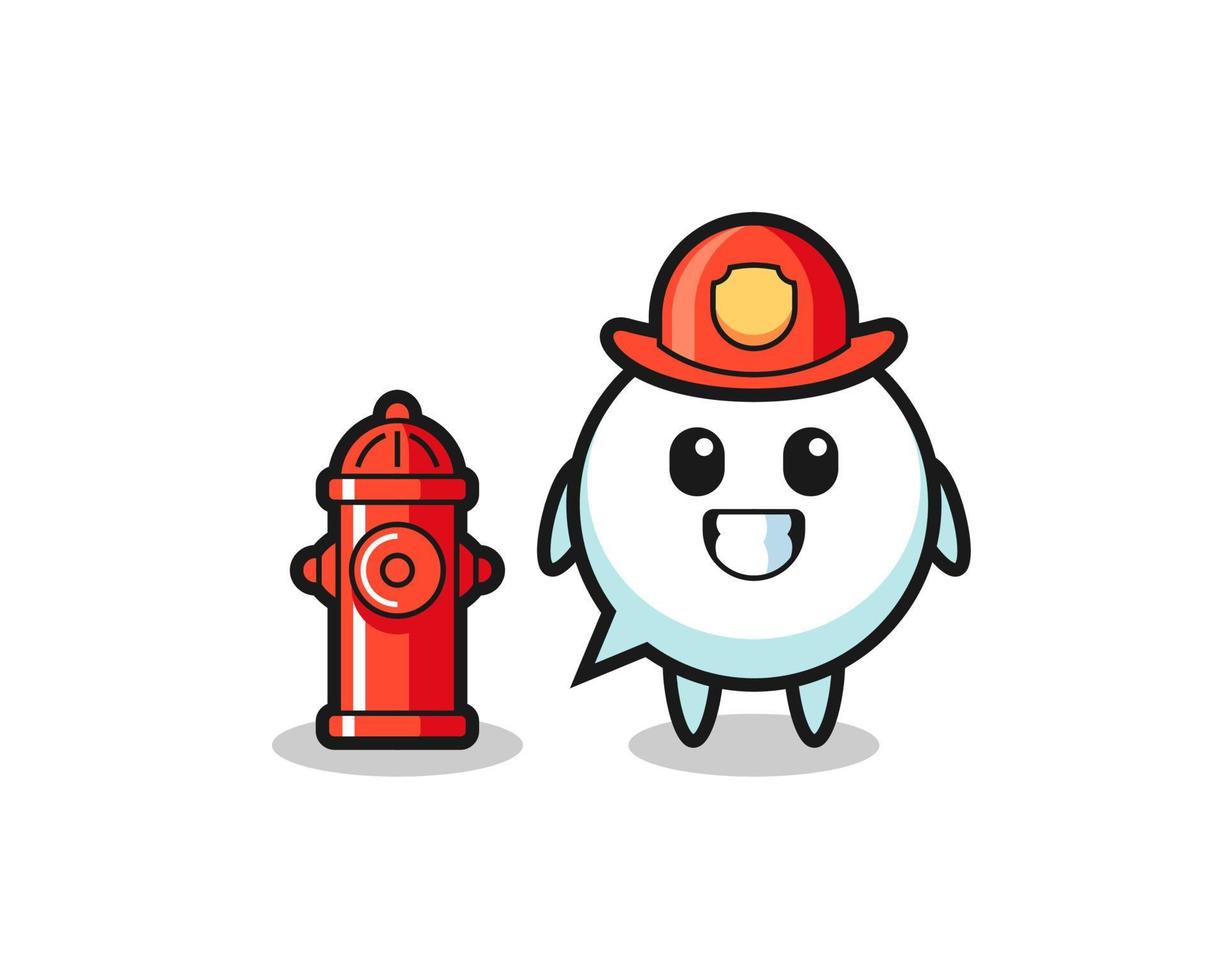 Mascot character of speech bubble as a firefighter vector