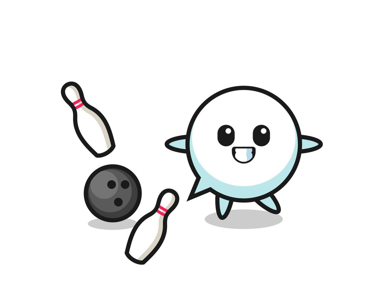 Character cartoon of speech bubble is playing bowling vector