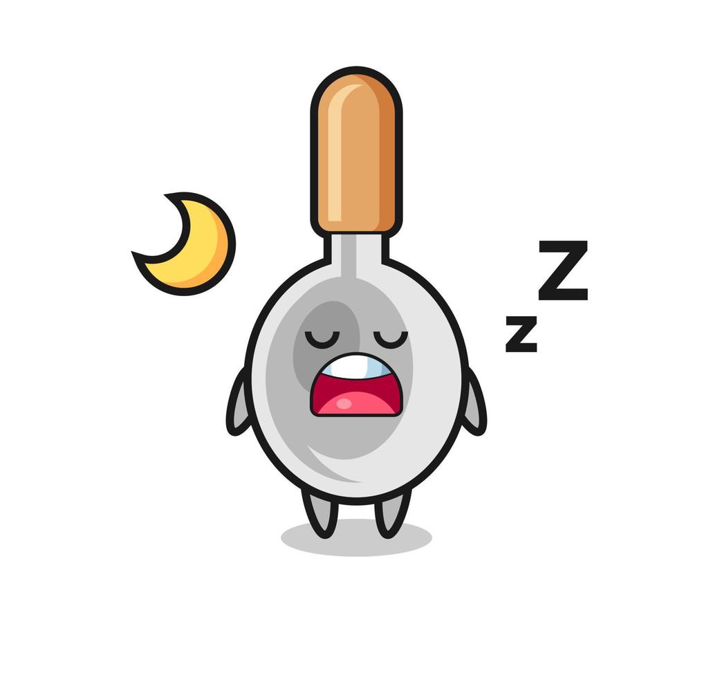 ilustración de personaje de cuchara de cocina durmiendo en la noche vector