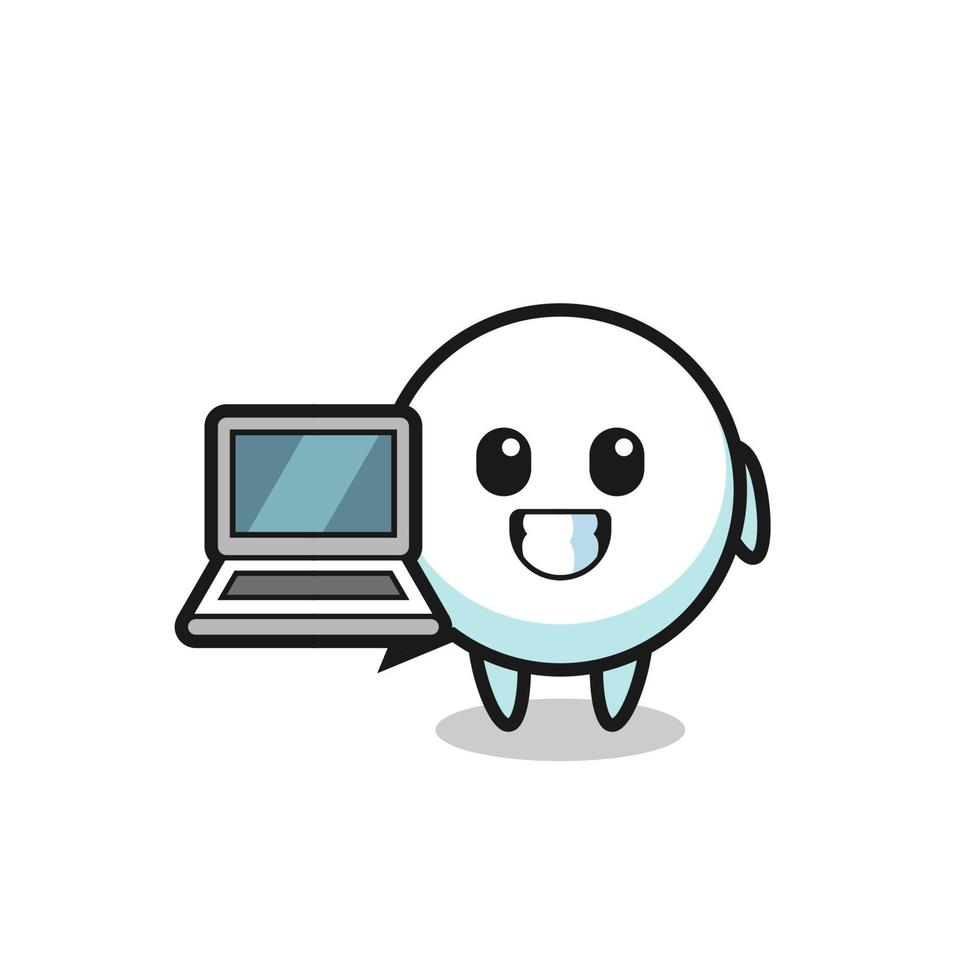 Mascot Illustration of speech bubble with a laptop vector