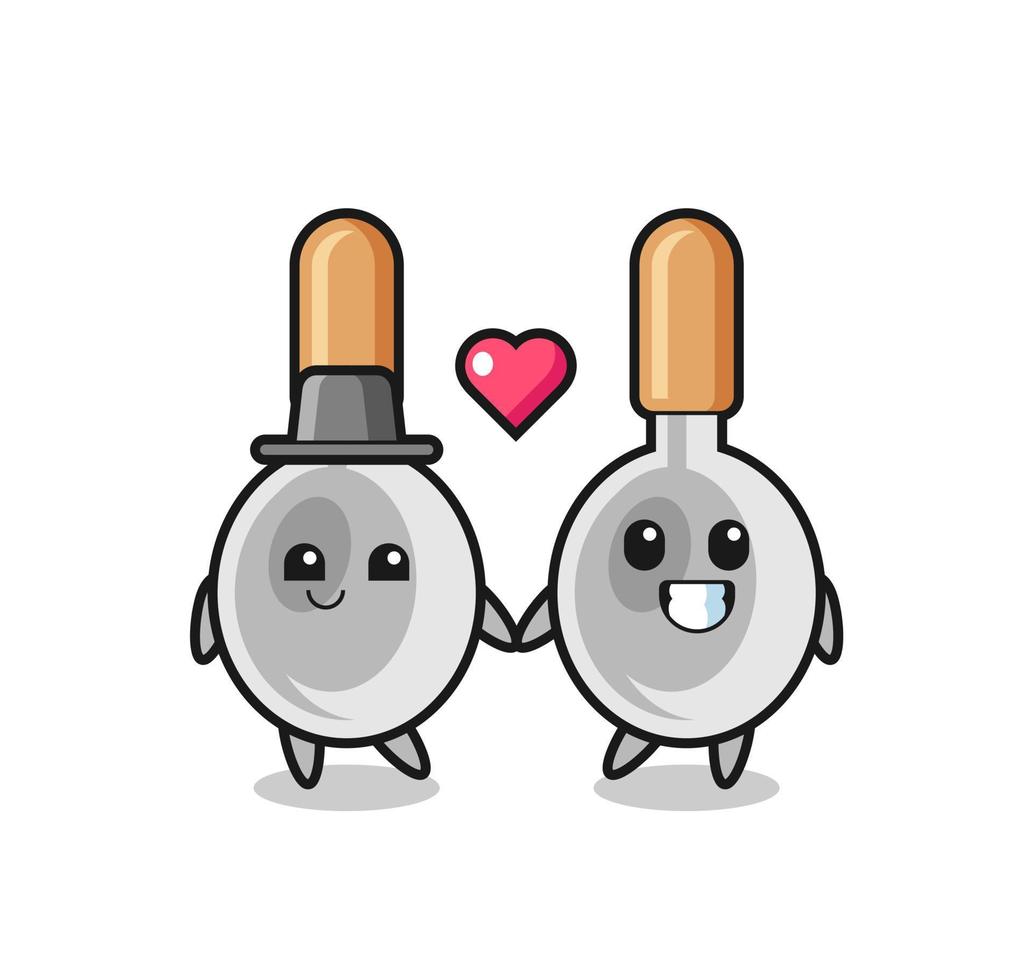 cooking spoon cartoon character couple with fall in love gesture vector