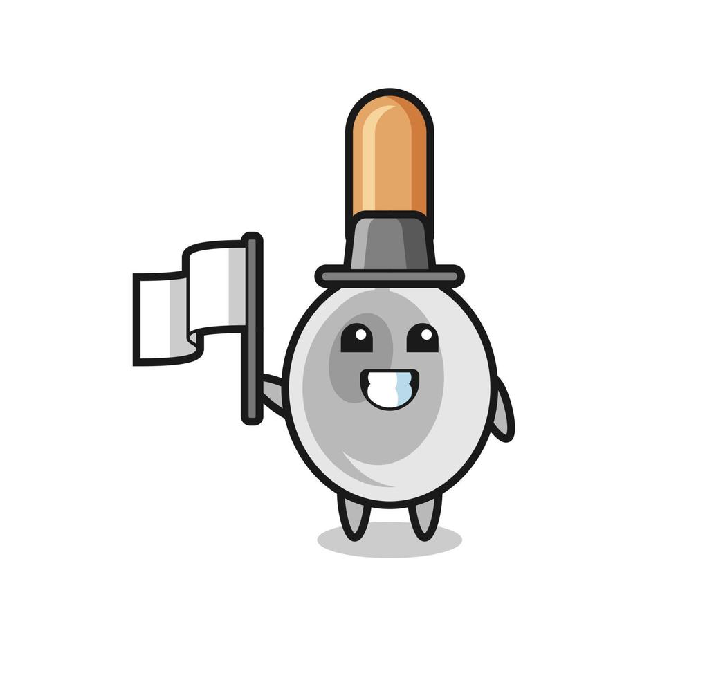Cartoon character of cooking spoon holding a flag vector