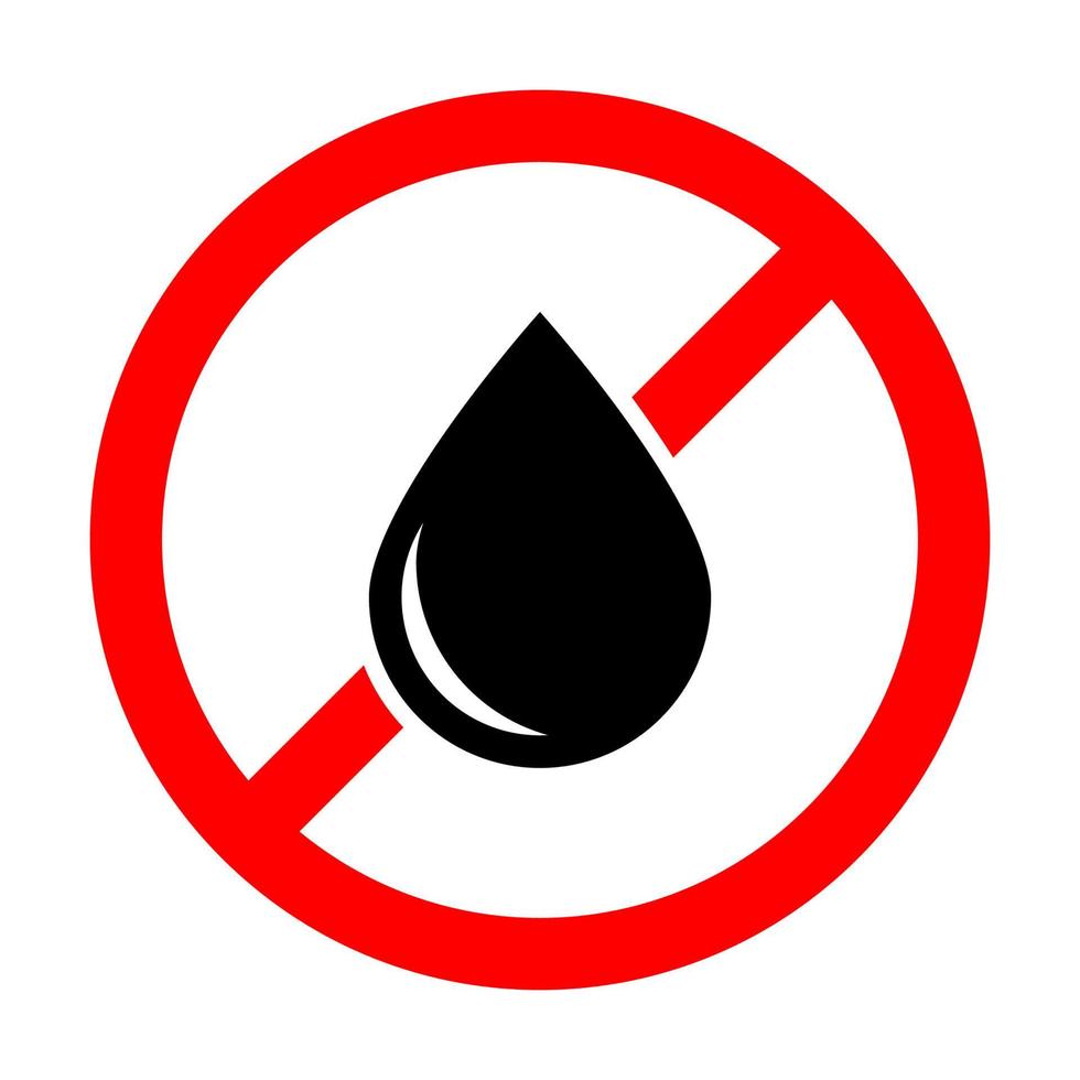 no water forbidden sign symbol logo water drops front style vector