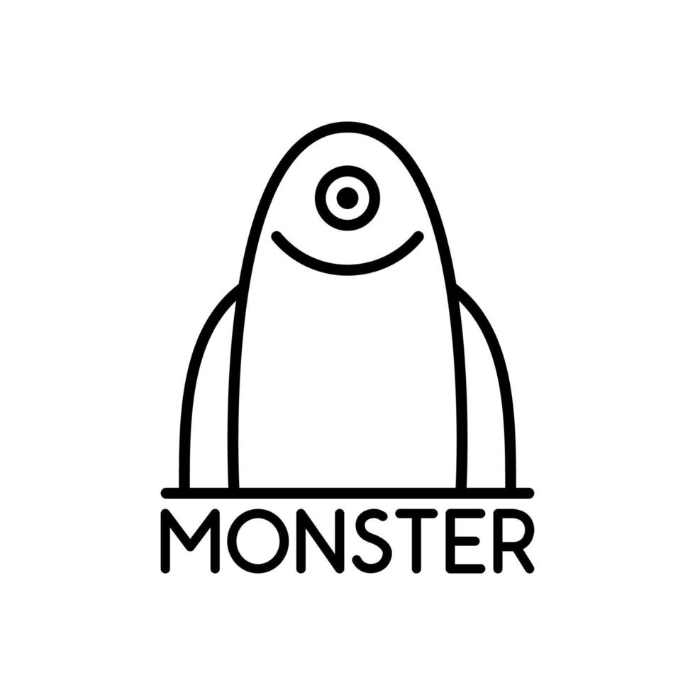 illustration vector graphic of simple logo of one-eyed monster smiling, perfect for a company logo or symbol