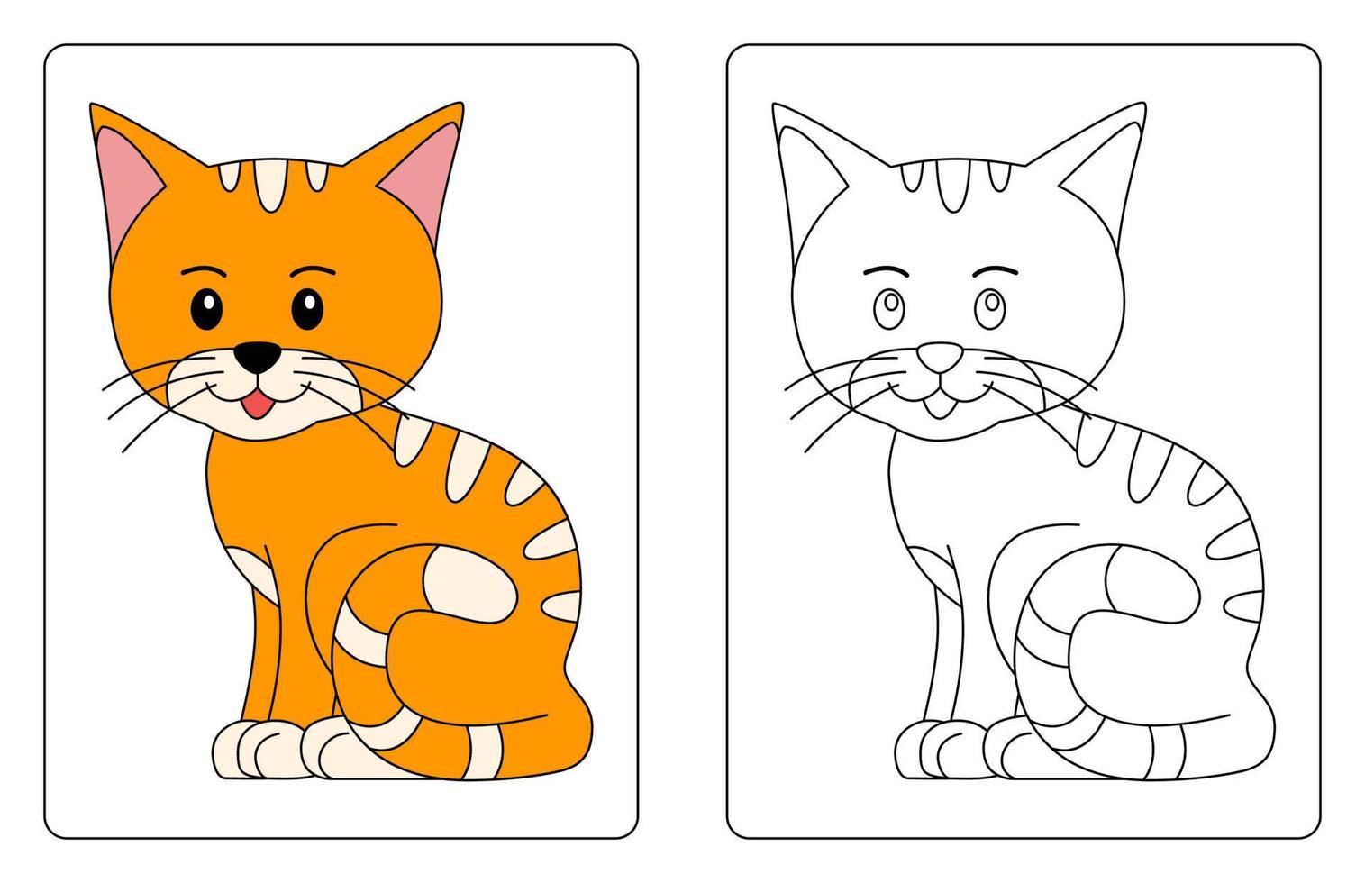 lindo gato de dibujos animados sentado páginas para colorear y libros para  niños 8050176 Vector en Vecteezy
