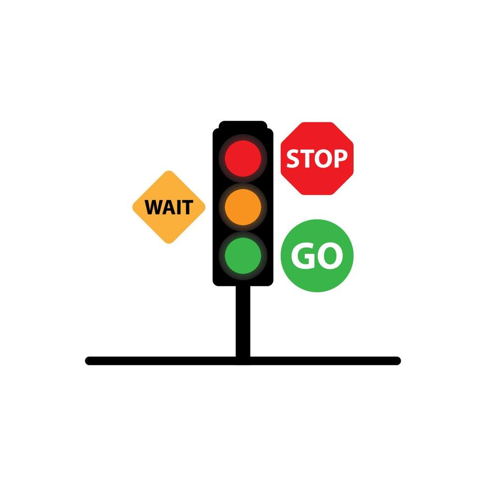 reglamentos de semáforos, con una descripción del significado de los colores en los semáforos, perfectos para ilustración, educación y logotipos vector