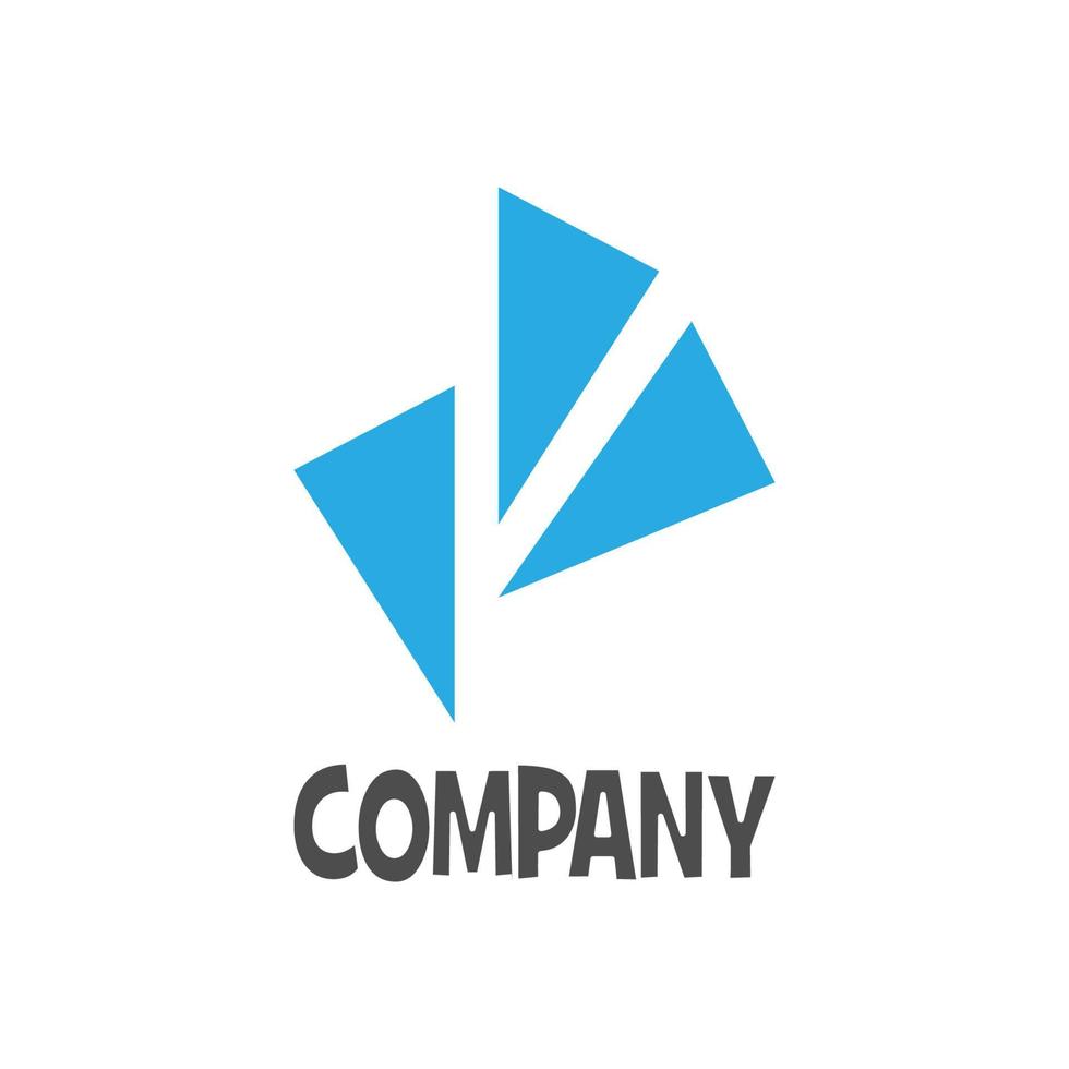 illustration vector graphic of three triangles in blue, for a company logo or symbol