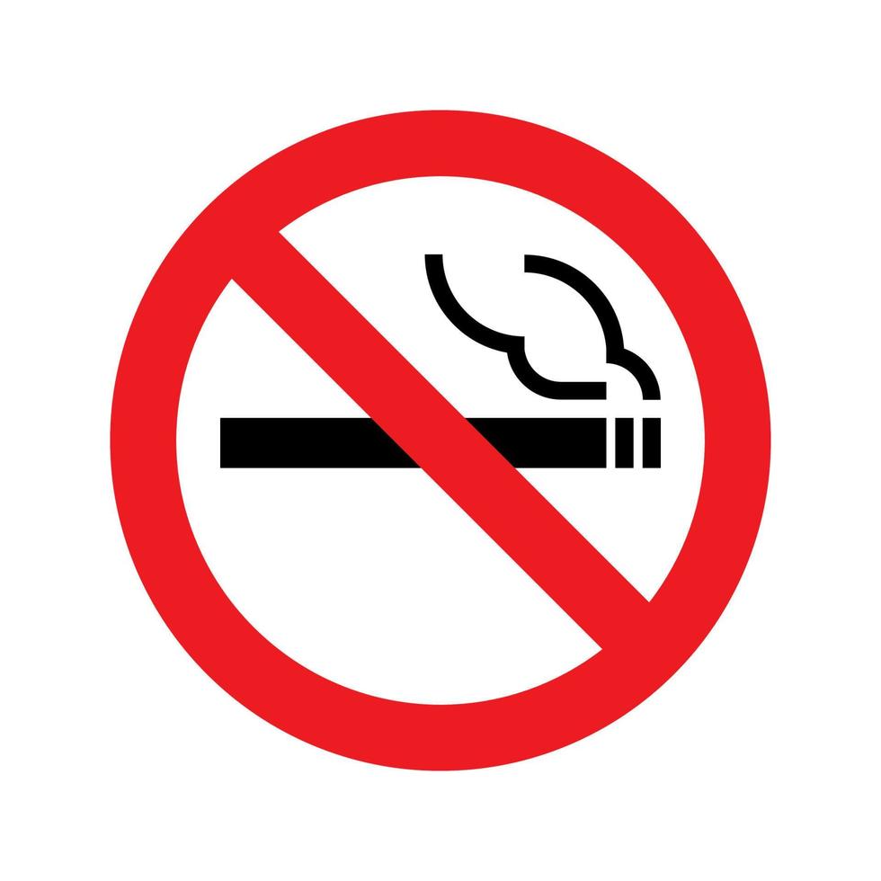 prohibido fumar, los logotipos y los carteles están prohibidos para fumar, los cigarrillos negros con humo en el círculo rojo tachado vector