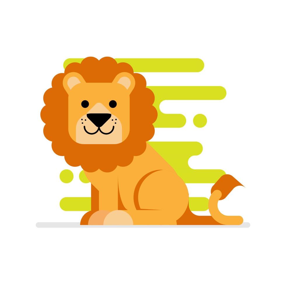 un león está sentado y sonriendo vector de ilustración de logotipo