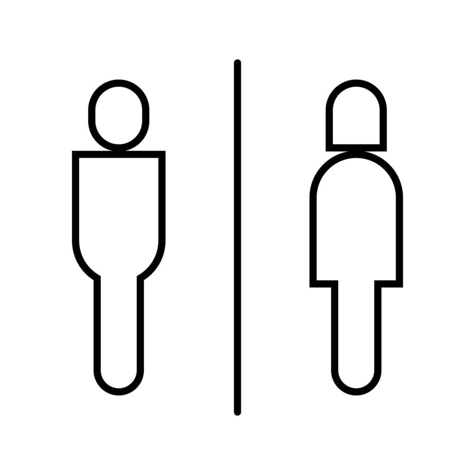 man woman or male female toilet restroom sign logo black stroke silhouette style vector