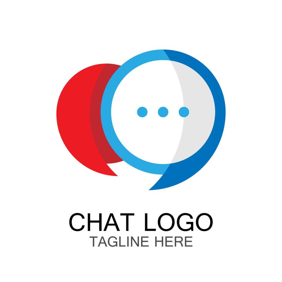 logotipo de chat, burbuja de voz roja y azul, para el logotipo o símbolo de una empresa vector