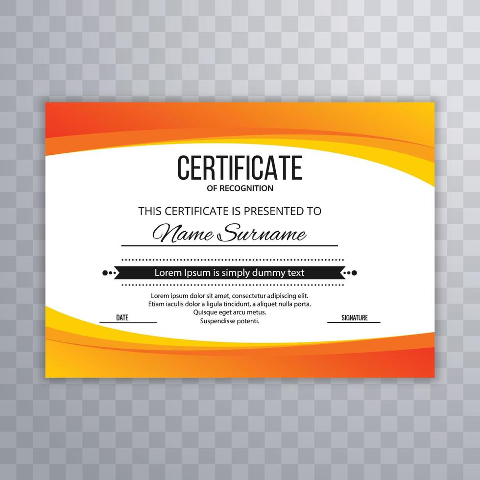 Modern employee of the month certificate wave design vector