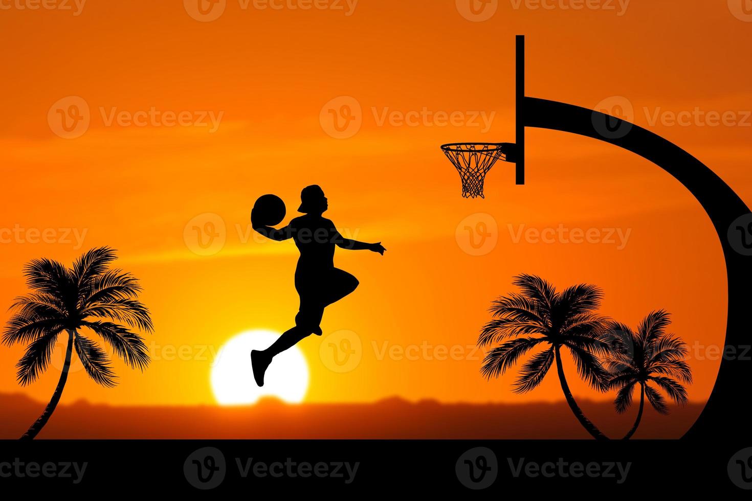 basketball player silhouette jumping photo