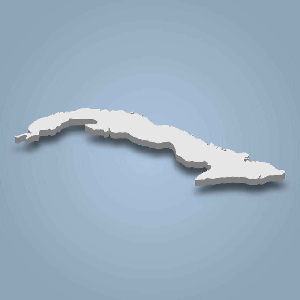 3d isometric map of Cuba is an island in Caribbean vector