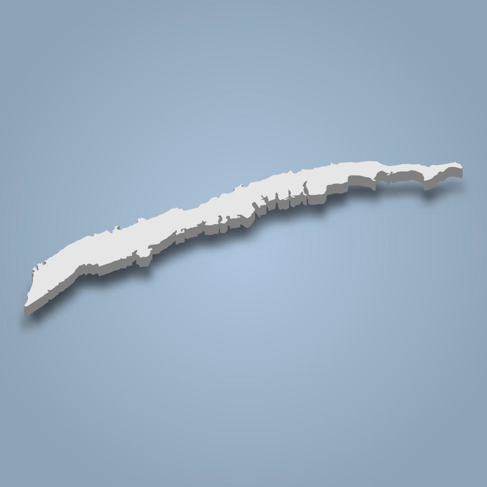 3d isometric map of Roatan is an island in Honduras vector