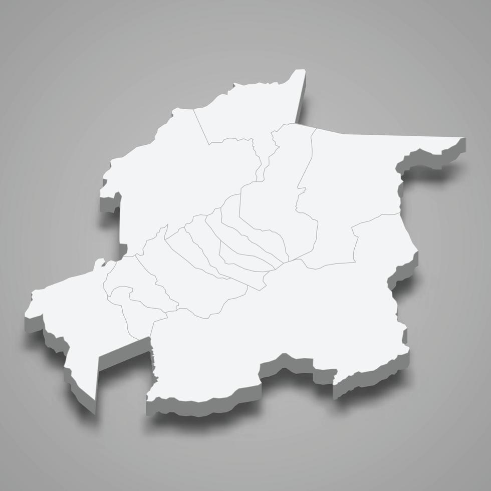 3d isometric map of Yaracuy is a state of Venezuela, vector