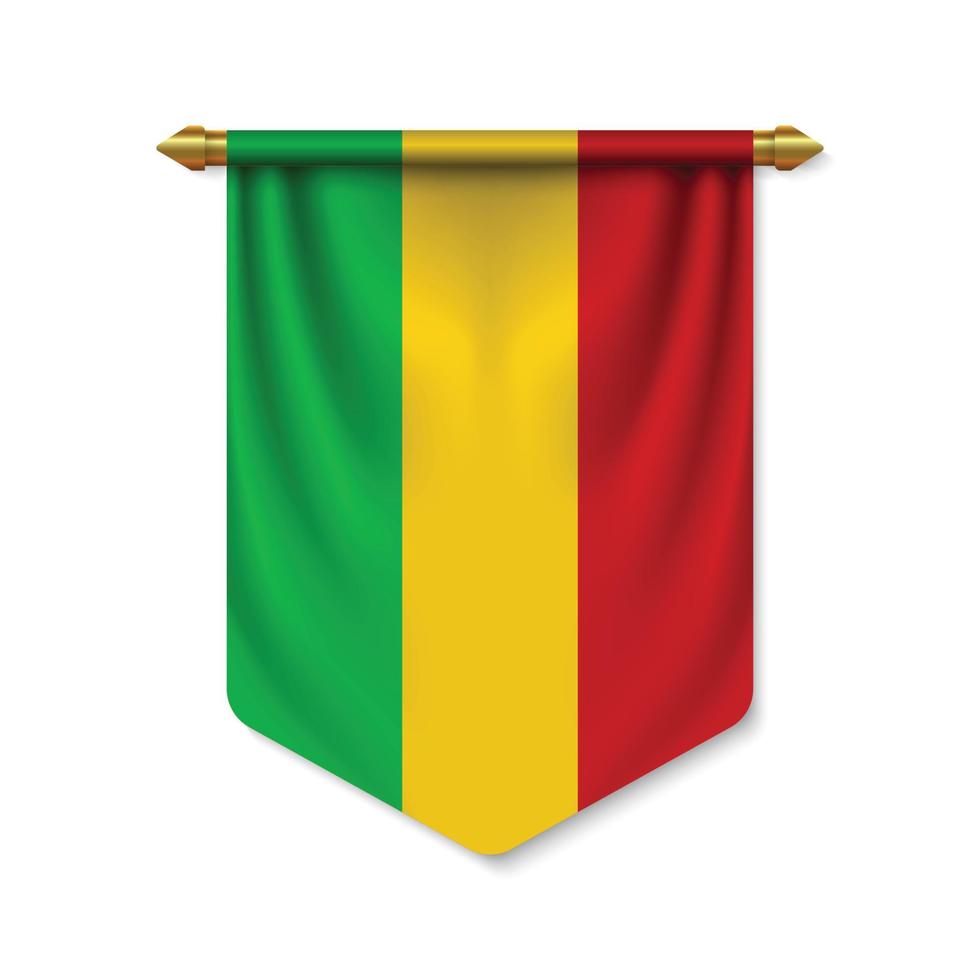 3d realistic pennant with flag vector