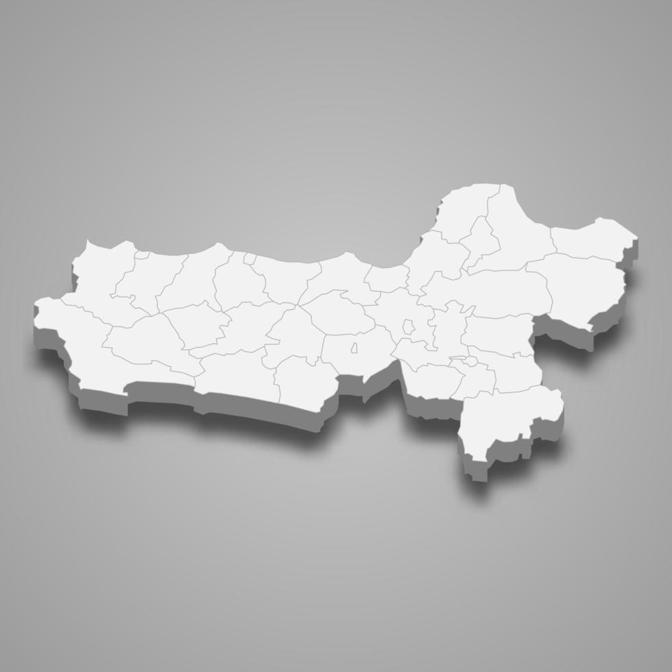 3d isometric map of Central Java is a province of Indonesia vector