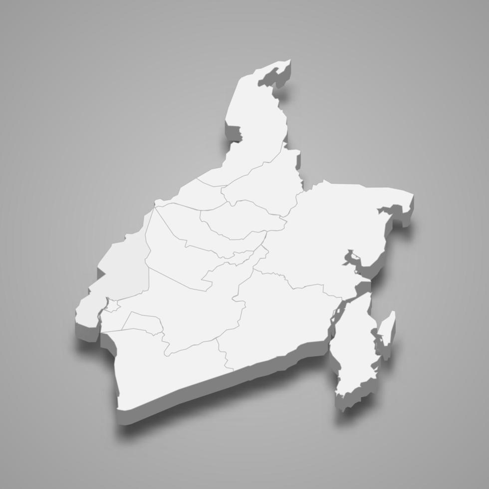 3d isometric map of South Kalimantan is a province of Indonesia vector