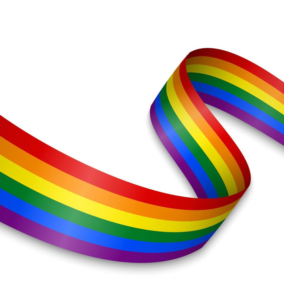 Waving ribbon or banner with flag of LGBT pride. vector