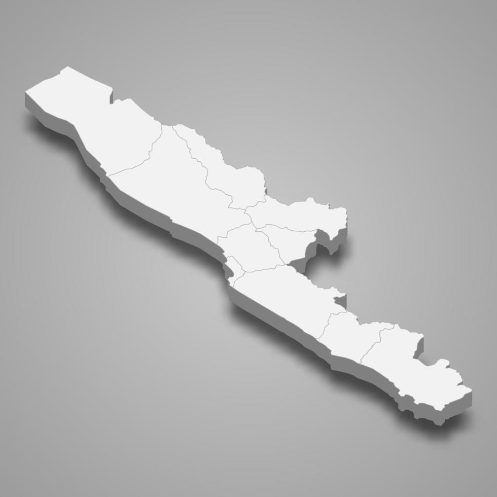 Mapa isométrico 3d de bengkulu es una provincia de indonesia vector