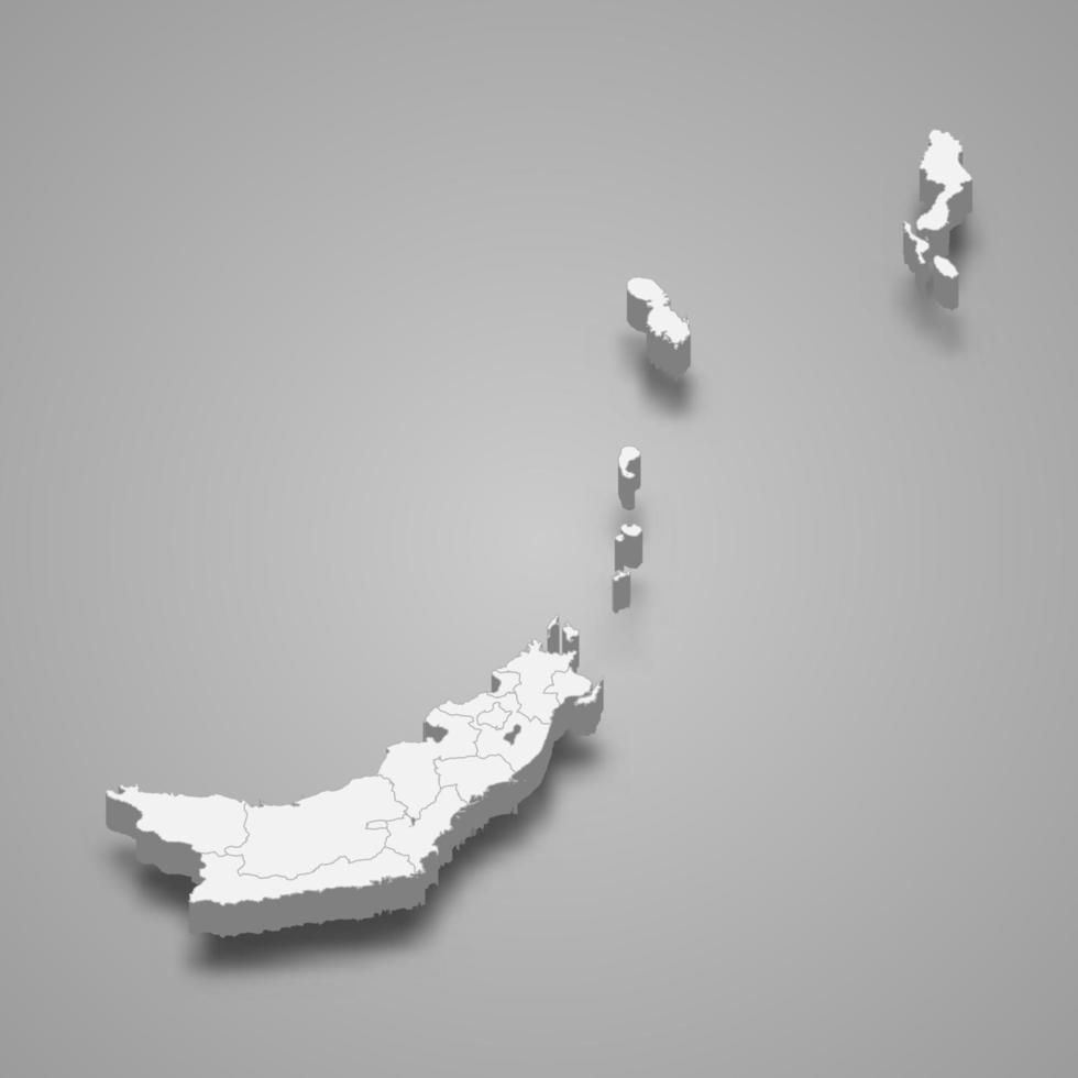 3d isometric map of North Sulawesi is a province of Indonesia vector