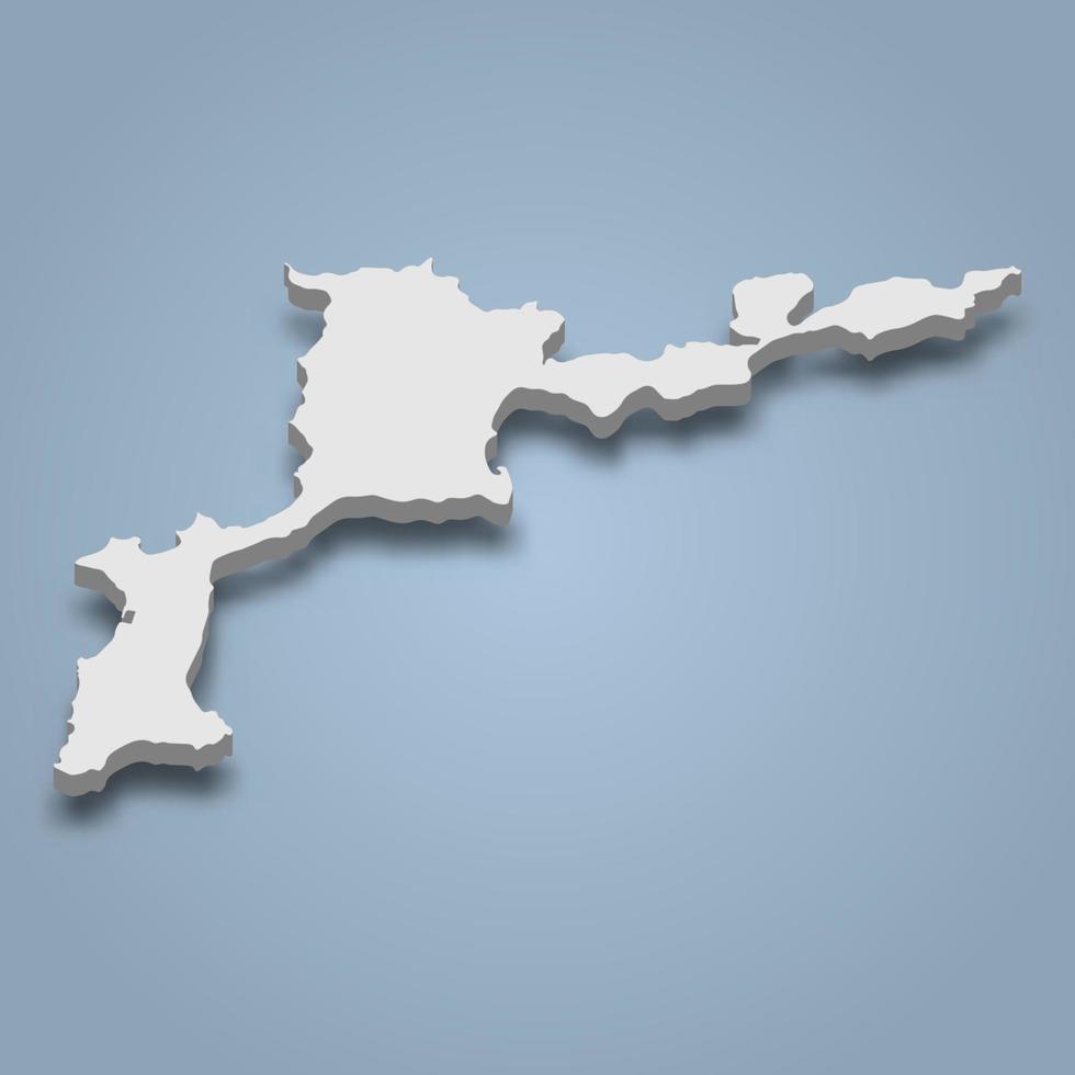 3d isometric map of Virgin Gorda is an island in British Virgin Islands vector