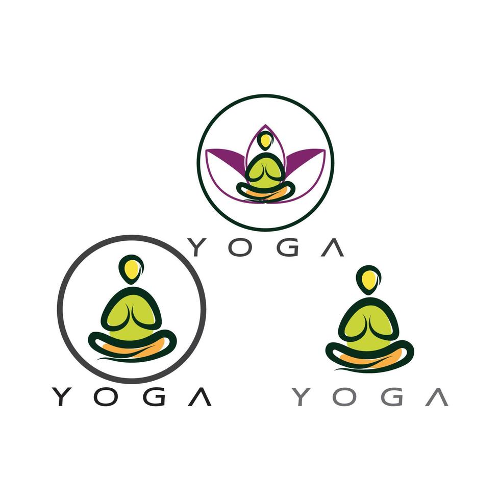 logo design of people doing yoga symbol icon illustration vector