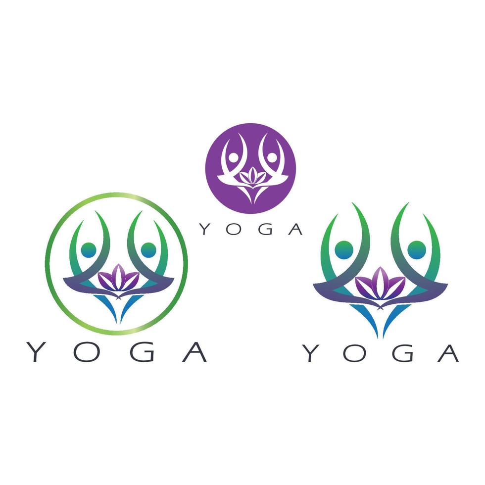 logo design of people doing yoga symbol icon illustration vector