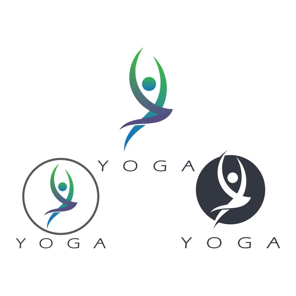 logo design of people doing yoga symbol icon illustration vector