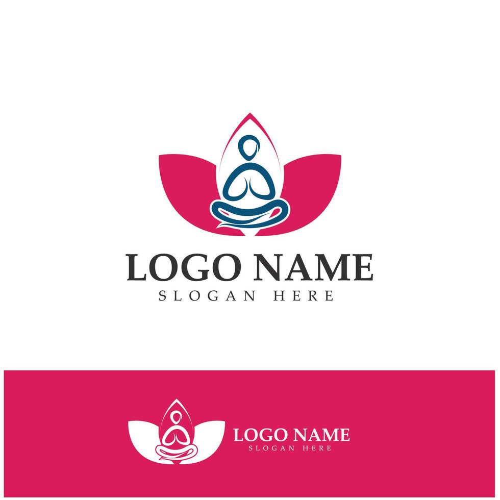 logo design of people doing yoga symbol icon illustration vector