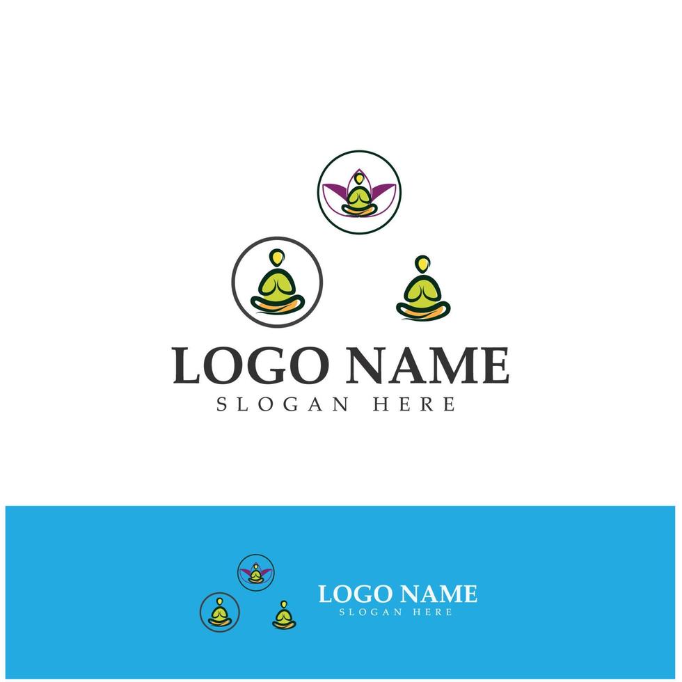 logo design of people doing yoga symbol icon illustration vector