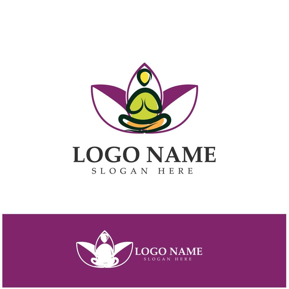 logo design of people doing yoga symbol icon illustration vector