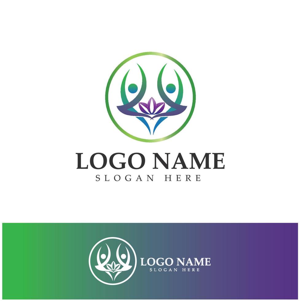 diseño de logotipo de personas que hacen yoga símbolo icono ilustración vector