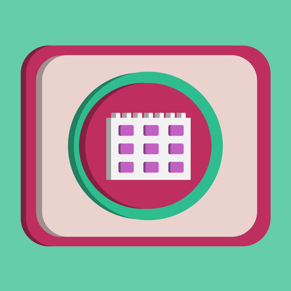 3D calendar icon button vector with turquoise and pink background, best for property design images, editable colors, popular vector illustration