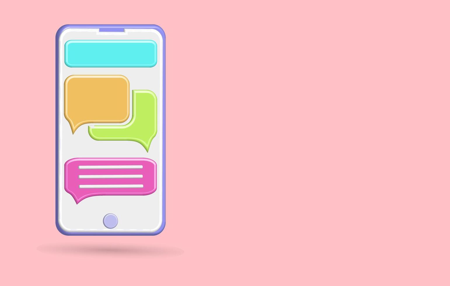 3D smartphone icon vector with speech balloon, chat activities, cartoon illustration