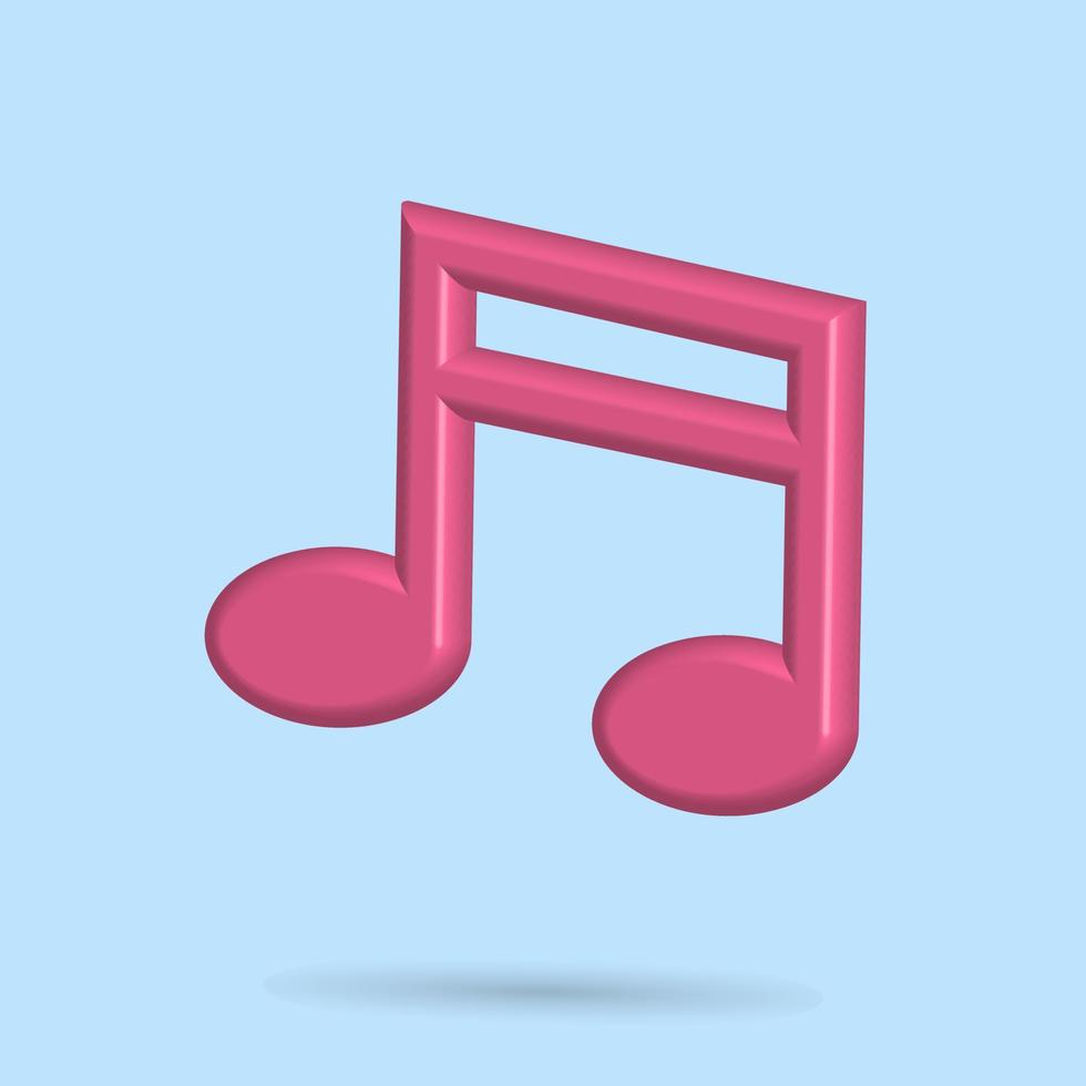 vector de icono de nota musical 3d para tema de entretenimiento
