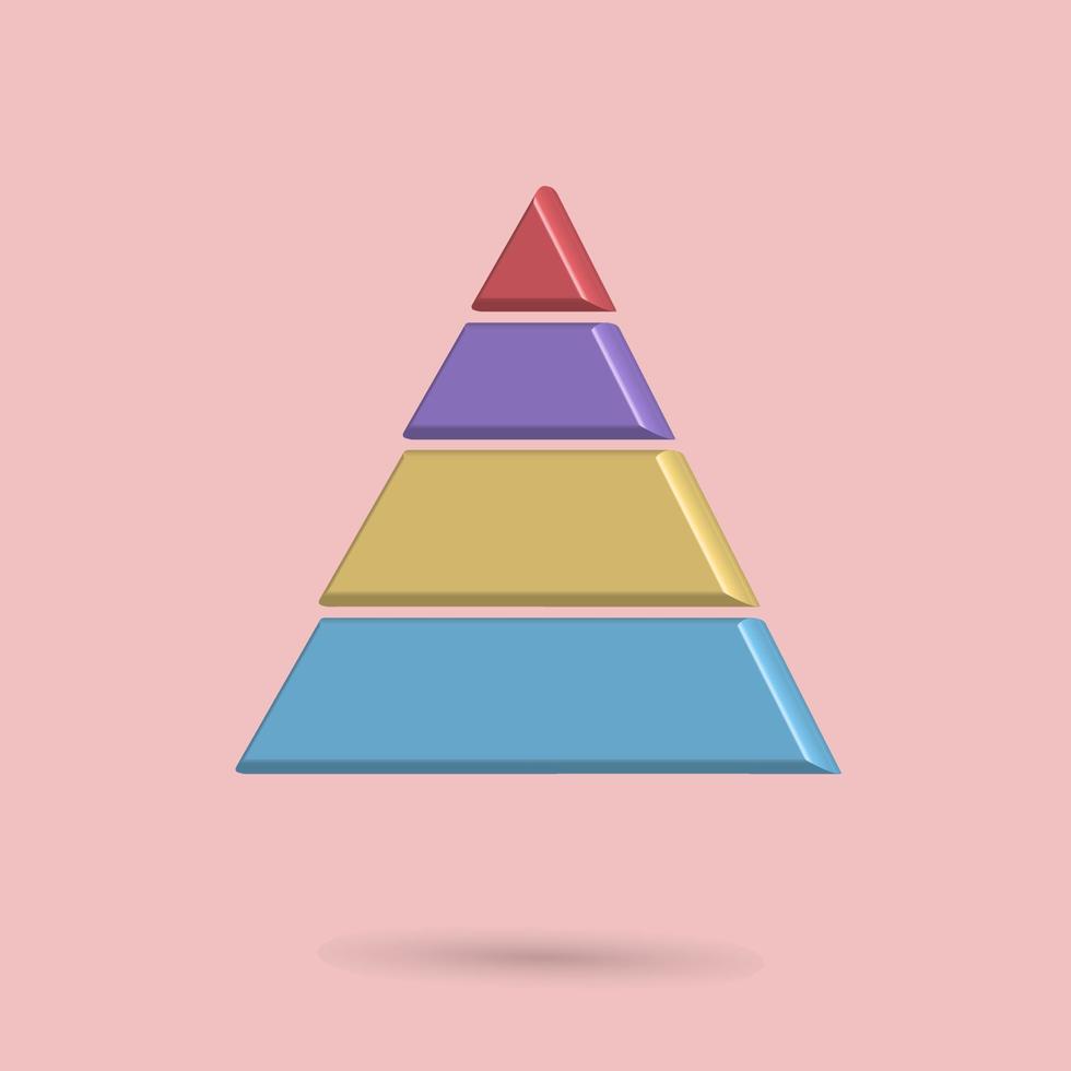 Icono de gráfico infográfico de triángulo 3d, diagrama, plantilla para presentación. ilustración vectorial vector